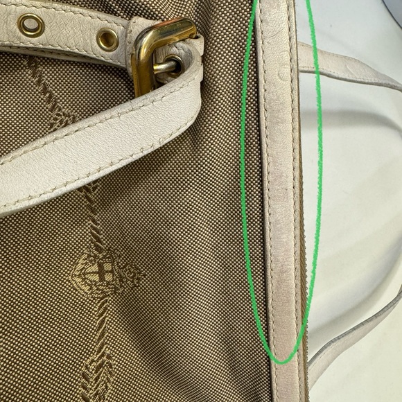 💯 Authentic Prada Beige/Brown Jacquard Logo Canvas and Leather Bow Top handle - Picture 11 of 16